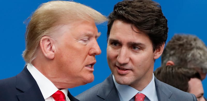 "ראש ממשלת קנדה, ג'סטין טרודו, ונשיא ארה''ב, דונלד טראמפ / צילום: ap, Frank Augstein"