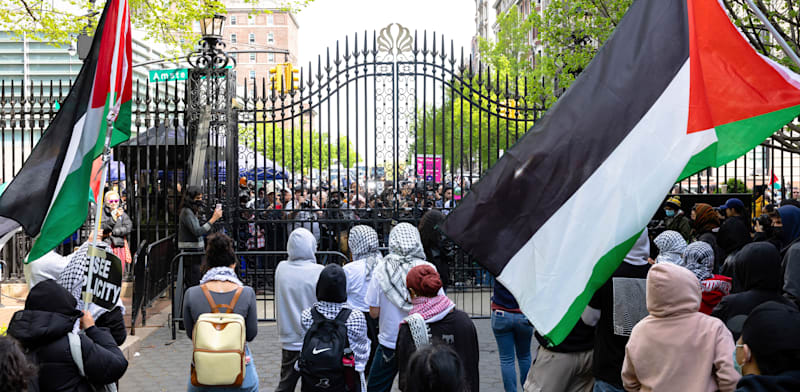 "מפגינים פרו–פלסטינים באוניברסיטת קולומביה / צילום: ap, Michael M. Santiago"