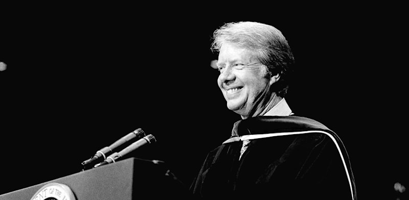 "ג'ימי קרטר באוניברסיטת נוטרדם, 22 במאי 1977 / צילום: ap"