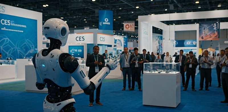 "רובוט AI מעניק סיור בתערוכת CES הקודמת / צילום: Shutterstock"