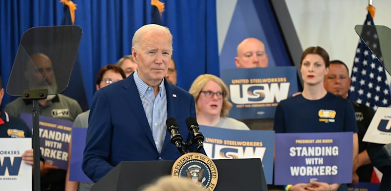 ג'ו ביידן, נשיא ארה''ב במטה USW - איגוד עובדי פלדה / צילום: Reuters, Kyle Mazza
