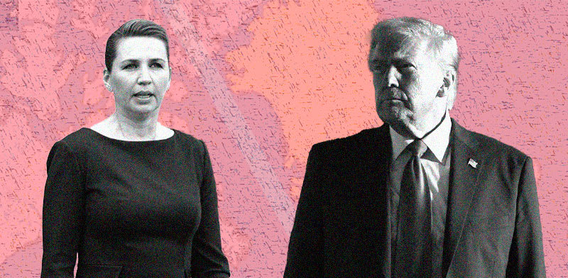 נשיא ארה"ב הנבחר, דונלד טראמפ, וראש ממשלת דנמרק, מדה פרדריקסן / צילומים: AP (Saul Loeb), עיבוד: טלי בוגדנובסקי