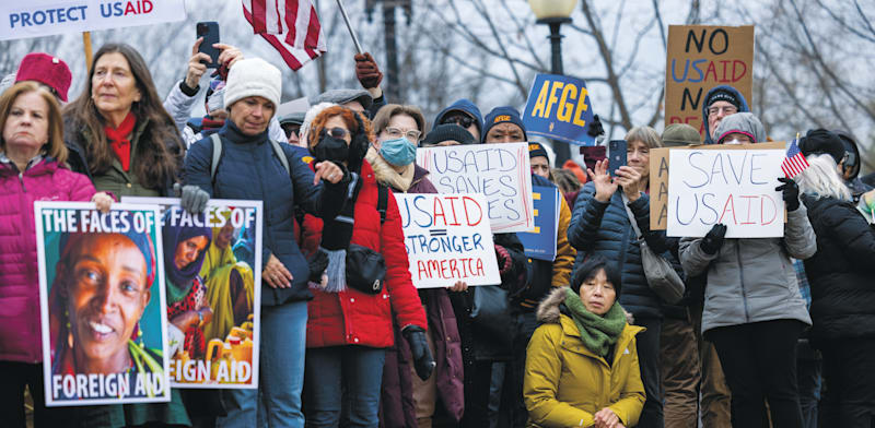 "הפגנות תמיכה ב-USAID בוושינגטון, השבוע / צילום: Reuters, Anadolu"