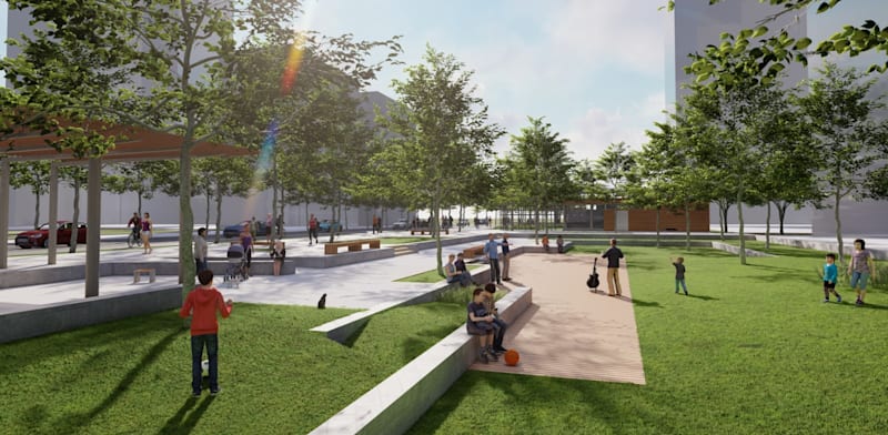 פארק מתוכנן ברובע שדה דב. ''אין בתל אביב מגרשים יותר קרובים מאלה לים'' / הדמיה: אהרונסון אדריכלים