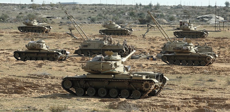 Egyptian tanks in Sinai near Rafah credit: Reuters Mohamed Abd El Ghany Egyptian tanks in Sinai near Rafah credit: Reuters Mohamed Abd El Ghany