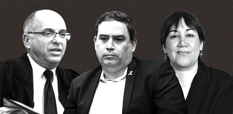 השופטת גילה כנפי-שטייניץ, ראש לשכת עורכי הדין עמית בכר והשופט נעם סולברג / צילום:  דוברות לשכת עורכי הדין, דוברות הכנסת, רפי קוץ