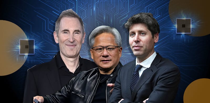 "סם אלטמן, ג'נסן הואנג, אנדי ג'סי / צילום: Chiang Ying-ying, AP, Aurelien Morissard"