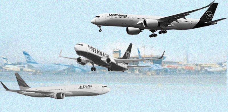 "האיתות המדאיג מענקיות התעופה ריינאייר ולופטהנזה / צילום: Shutterstock"