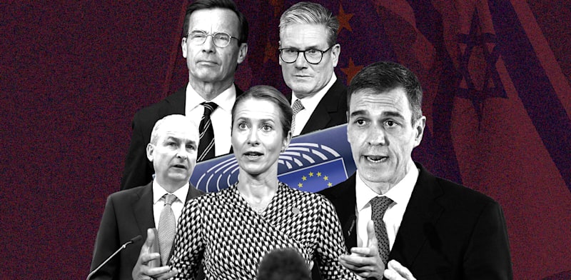 מנהיגי אירופה וקאיה קאלאס, האחראית על יחסי החוץ של האיחוד האירופי / עיבוד: טלי בוגדנובסקי, צילומים: AP- Omar Havana, Ng Han Guan, ean-Francois Badias, Michael Kappeler/dpa