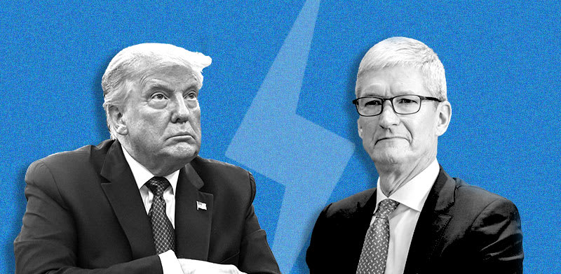 "מנכ''ל אפל טים קוק ונשיא ארה''ב דונלד טראמפ / צילום: Reuters"