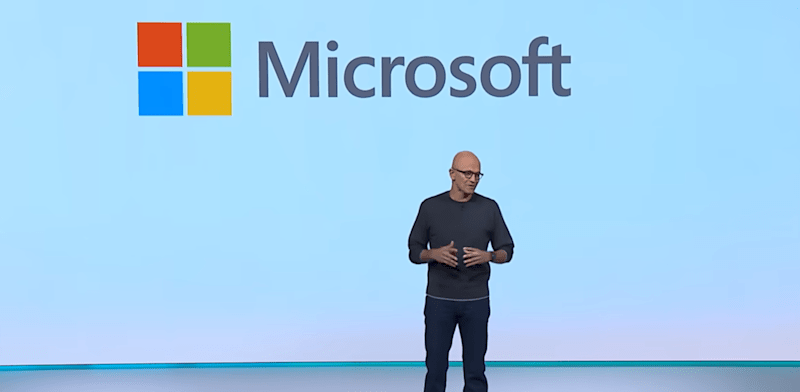 "מנכ''ל מיקרוסופט, סאטיה נאדלה, בכנס ''בילד'' שנערך בשבוע שעבר / צילום: צילום מסך"