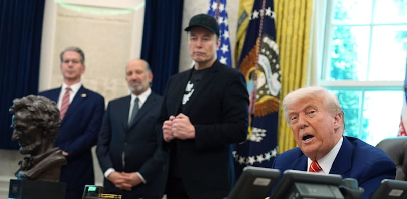 טראמפ ומאסק, בשבוע שעבר / צילום: ap, Evan Vucci