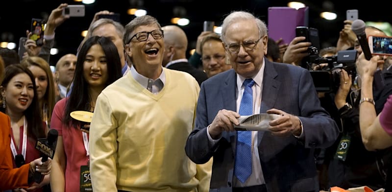 "באפט וגייטס. באסיפת משקיעי ברקשייר באומהה, 2015 / צילום: Reuters, Rick Wilking"