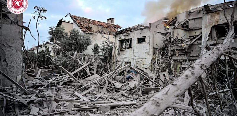 Damage from Iranian missile strike credit: Israel Fire and Rescue Authority Damage from Iranian missile strike credit: Israel Fire and Rescue Authority