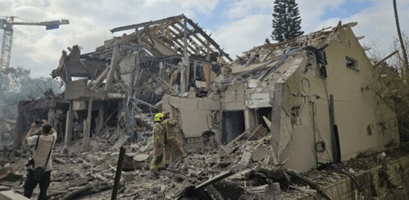 Damaged buildings in Israel from missile hit credit: Israel Fire and Rescue Authority Damaged buildings in Israel from missile hit credit: Israel Fire and Rescue Authority