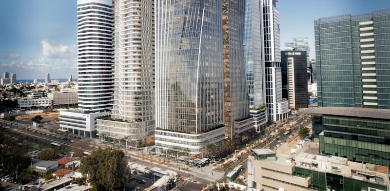 פרויקט ''קוסמופוליטן 1'' במתחם חסן ערפה בתל אביב / אילוסטרציה: אנדו סטודיו