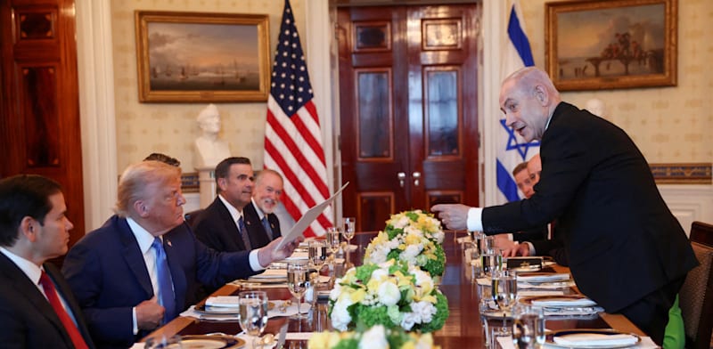 "טראמפ ונתניהו, הלילה / צילום: Reuters"