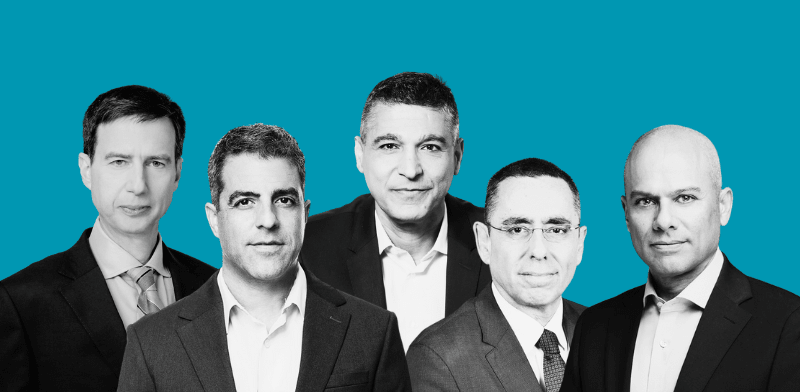 "ידין ענתבי, אבי לוי, משה לארי, אלי כהן, חנן פרידמן / צילום: יונתן בלום, ישראל הדרי, אייל טואג, באדיבות מזרחי-טפחות, אורן דאי"