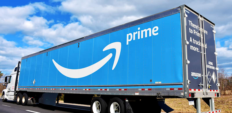 "משאית של אמזון פריים בארה''ב / צילום: Shutterstock"