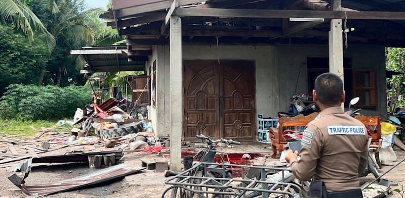 "זירת ההפגזה של צבא קמבודיה לעבר אזור מגורים בתאילנד / צילום: הצבא המלכותי התאילנדי"