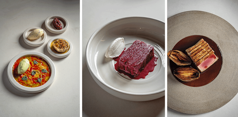 "סטייק טונה, סלק וצלחת חריפים ב''אמאיה'' / צילום: דוד מויאל"