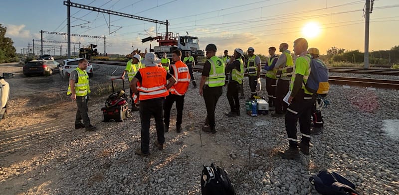 עבודות הבטיחות ברכבת ישראל לאחר האירוע באוגוסט / צילום: רכבת ישראל