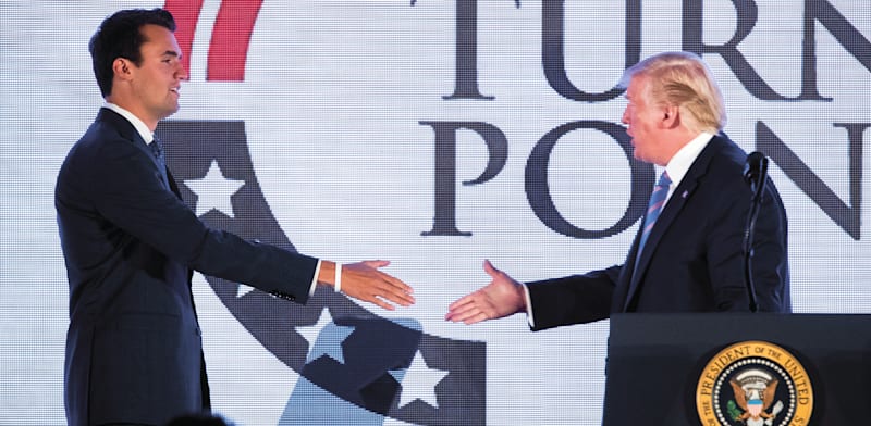 "דונלד טראמפ וצ'ארלי קירק / צילום: ap, Andrew Harnik"