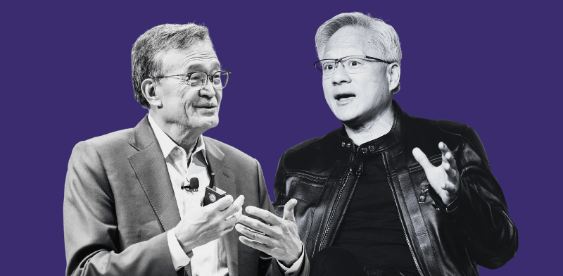 "מנכ''ל אנבידיה ג'נסן הואנג ומנכ''ל אינטל ליפ–בו טאן / צילום: אינטל"