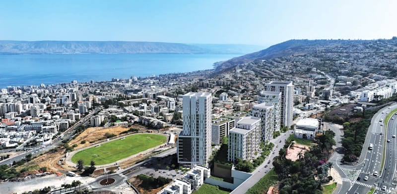 פרויקט של אאורה בטבריה. ''המכפילים שם גבוהים מאוד, סביב 9, אבל הצפיפות במצב החדש תהיה בגבול הסביר'' / צילום: מתוך אתר החברה