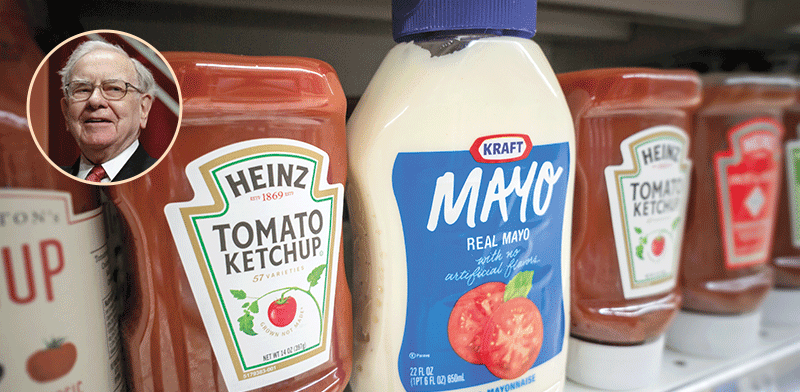 "מיונז קראפט וקטשופ היינץ בסופרמרקט בניו יורק (בעיגול: וורן באפט, מאדריכלי המיזוג) / צילום: Shutterstock"