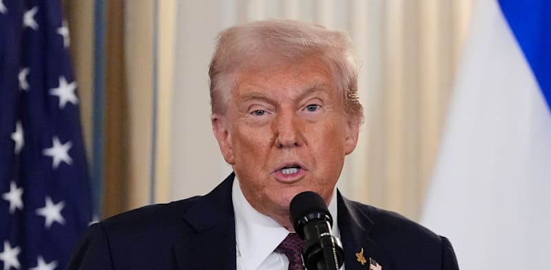 "נשיא ארה״ב דונלד טראמפ במסיבת העיתנואים עם ראש הממשלה בנימין נתניהו / צילום: אבי אוחיון/ לע״מ"