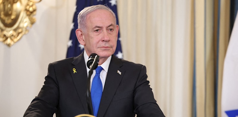 "ראש הממשלה בנימין נתניהו במסיבת העיתונאים בבית הלבן / צילום: ap, Jonathan Ernst"