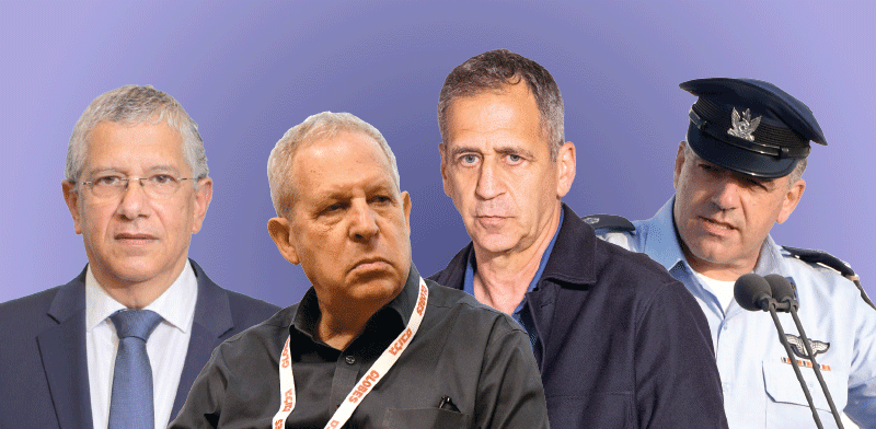 "מימין: עמיקם נורקין, אביב כוכבי, גיורא איילנד, אמיר אשל / צילום: חיים הורנשטיין, יוסי כהן, דוברות משרד הביטחון, איל יצהר"