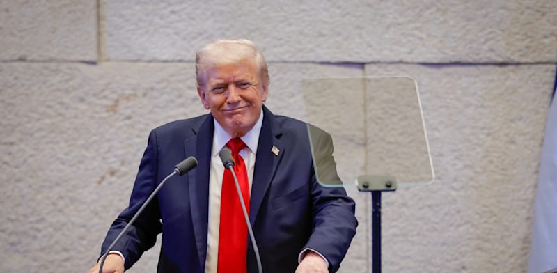 "נשיא ארה''ב דונלד טראמפ נואם בכנסת / צילום: דוברות הכנסת - נועם מושקוביץ"