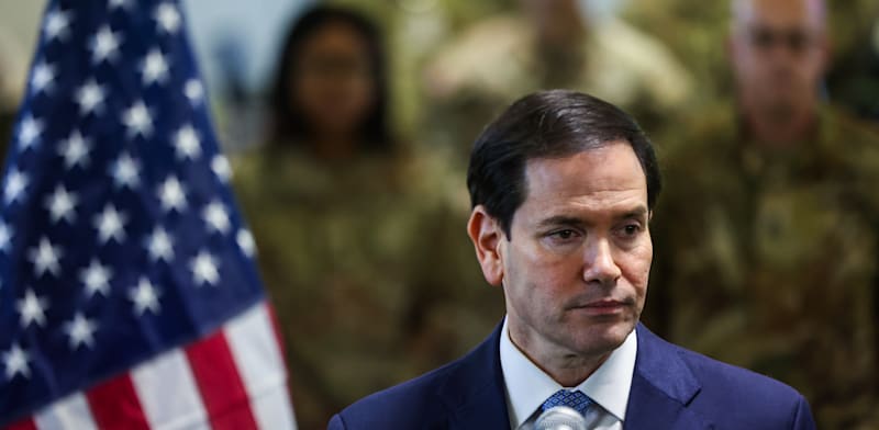 "מרקו רוביו במפקדה האמריקאית בדרום הארץ / צילום: ap, Fadel Senna"