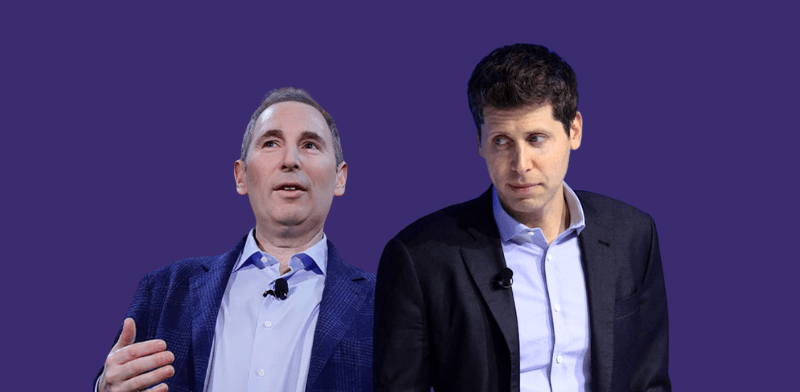 "מנכ''ל OpenAI סם אלטמן ומנכ''ל אמזון אנדי ג'סי / צילום: ap"