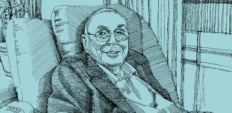 המיליארדר המנוח צ'ארלי מאנגר / איור: גיל ג'יבלי