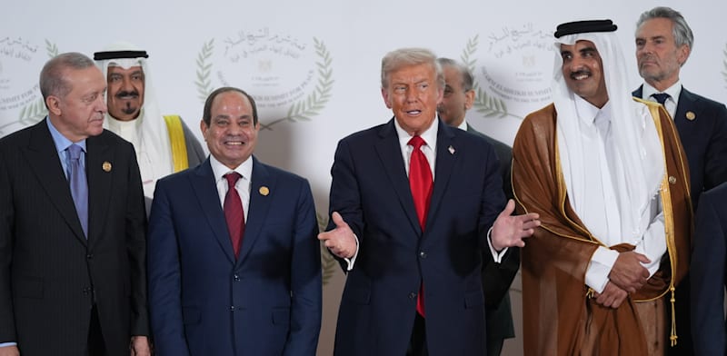 נשיא ארה''ב דונלד טראמפ לצד מנהיגי קטאר, טורקיה ומצרים / צילום: ap, Evan Vucci
