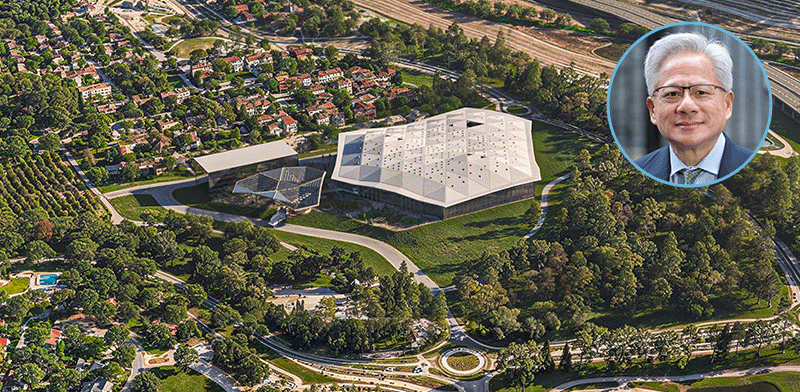 "הקמפוס של אנבידיה שצפוי לקום בקריית טבעון (בעיגול: ג'נסן הואנג, מנכ''ל אנבידיה) / צילום: באדיבות אנבידיה"