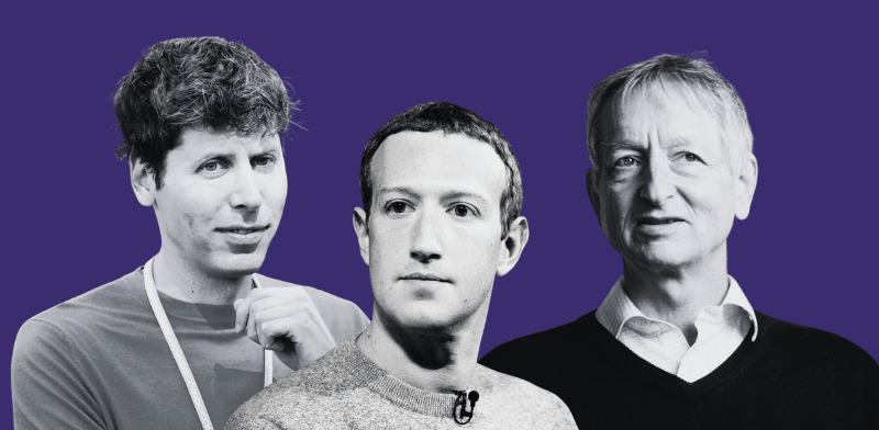 "ג'פרי הינטון, מארק צוקרברג, סם אלטמן / צילום: ap"