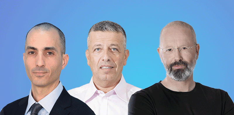 "ערן אורן, מנכ''ל וובי, אורן כהן, יו''ר אורן מזרח ועמית גל, הממונה על רשות שוק ההון / צילום: נעם מורנו, מארק ניימן-לע''מ, ענבל מרמרי"