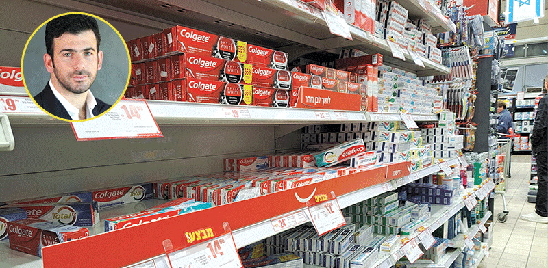 "מוצרי קולגייט שמייבאת שסטוביץ (בעיגול: גיא שסטוביץ, סמנכ''ל פיתוח עסקי בחברה) / צילום: טלי בוגדנובסקי, אתר שסטוביץ"