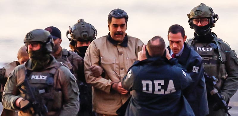 "ניקולס מדורו מובל באזיקים לבית המשפט בניו יורק / צילום: Reuters, Eduardo Munoz"