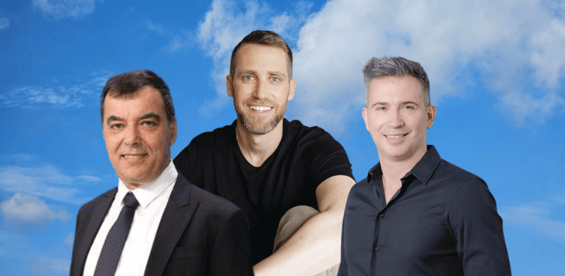 "מימין: יבגני דיברוב, אסף רפפורט, פרופ' אמנון שעשוע / צילום: ארמיס, עומר הכהן, Nasdaq, Inc"