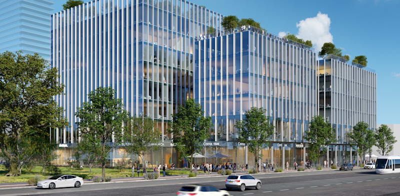 בניין משרדים של חברת מבנה. ''סמוך לתחנה של הקו הירוק'' / הדמיה: אלכס לובימוב