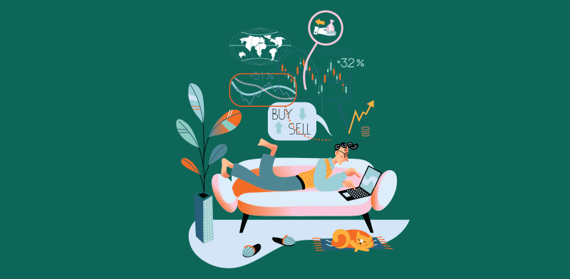 "לסחור בשוק ההון מהבית / צילום: GEMINI-AI"