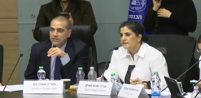 "היועמשית לכנסת, עו''ד שגית אפיק יו''ר הוועדה, אופיר כץ בוועדת הכנסת על פיצולי חוקים מחוק ההסדרים, היום (ג') / צילום: ערוץ הכנסת"