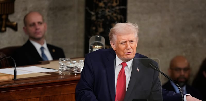 "טראמפ בנאומו, אמש / צילום: ap, Alex Brandon"