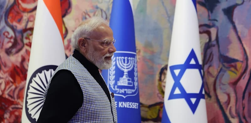 "ראש ממשלת הודו, נרנדרה מודי, בכנסת בטקס חגיגי בהשתתפות יושב ראש הכנסת אמיר אוחנה ובן זוגו, ראש הממשלה בנימין נתניהו ורעייתו / צילום: מארק ישראל סלם/הג'רוזלם פוסט"