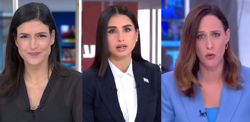 "יונית לוי-חדשות 12, מגי טביבי-חדשות 14, דוריה למפל-חדשות 13 / צילום: מתוך אתרי הערוצים"